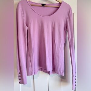 Ann Taylor Lilac Long Sleeve Top with Button Cuffs